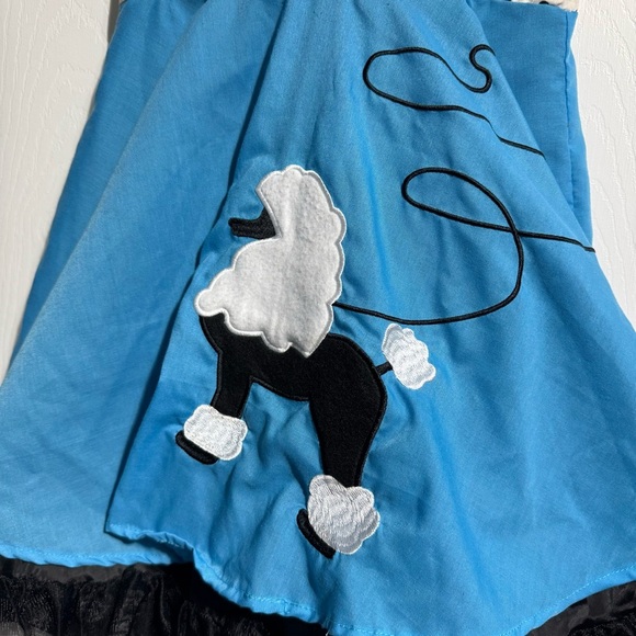 Sock Hop Poodle Skirt Dress Costume Blue and White with black Polkadots Sz 6X-8 - Picture 3 of 11